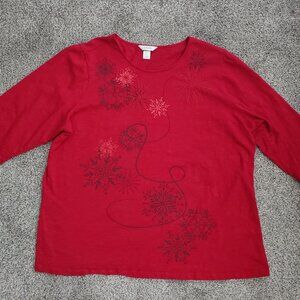 CJ Banks 2X Pull Over Top Shirt 100% Cotton Blouse Tee Shirt 3/4 Sleeve